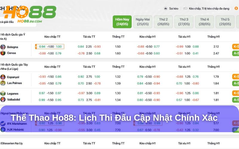 Tỷ lệ kèo tại Ho88 – Cạnh tranh và cập nhật theo thời gian thực